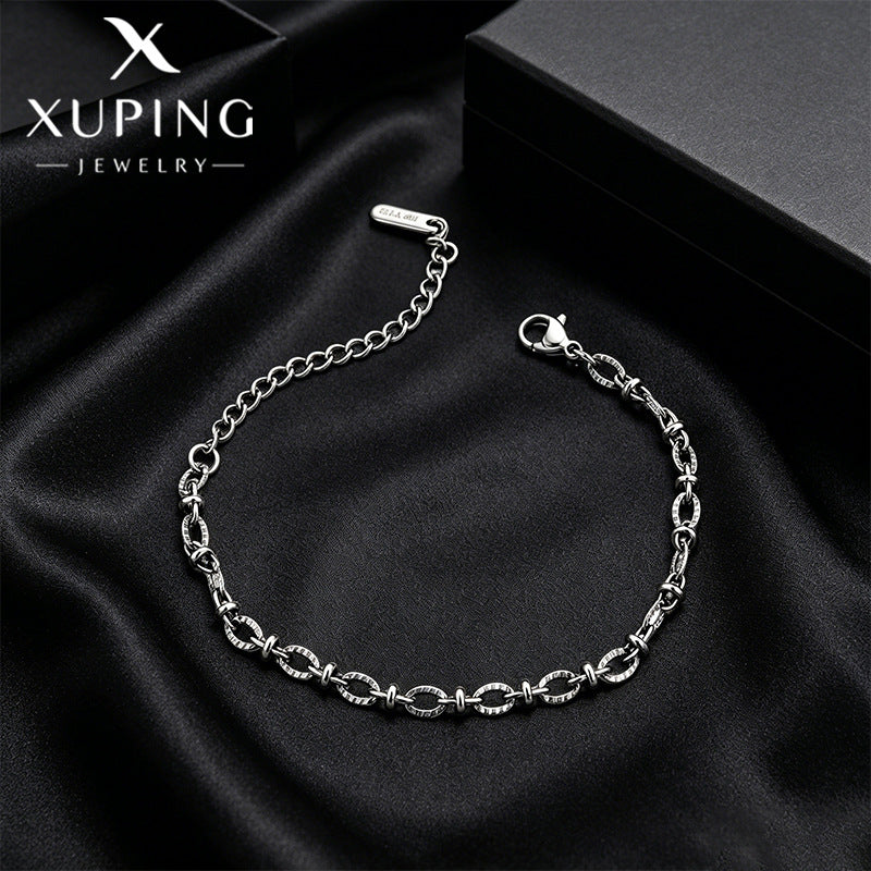 Xuping Minimalist Unisex Stainless Steel Bracelet, Fashionable, Unique, Sweet and Cool Style, Trendy Geometric Cross-border Jewelry