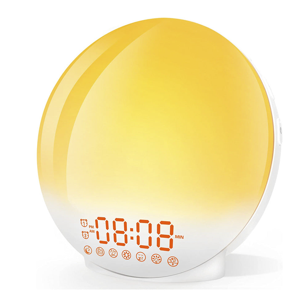 Simulate Sunrise and Sunset Natural Wake-up Light, LED Electronic Alarm Clock, Light Colorful Atmosphere Bedside Lamp, Companion Sleep Timer Light