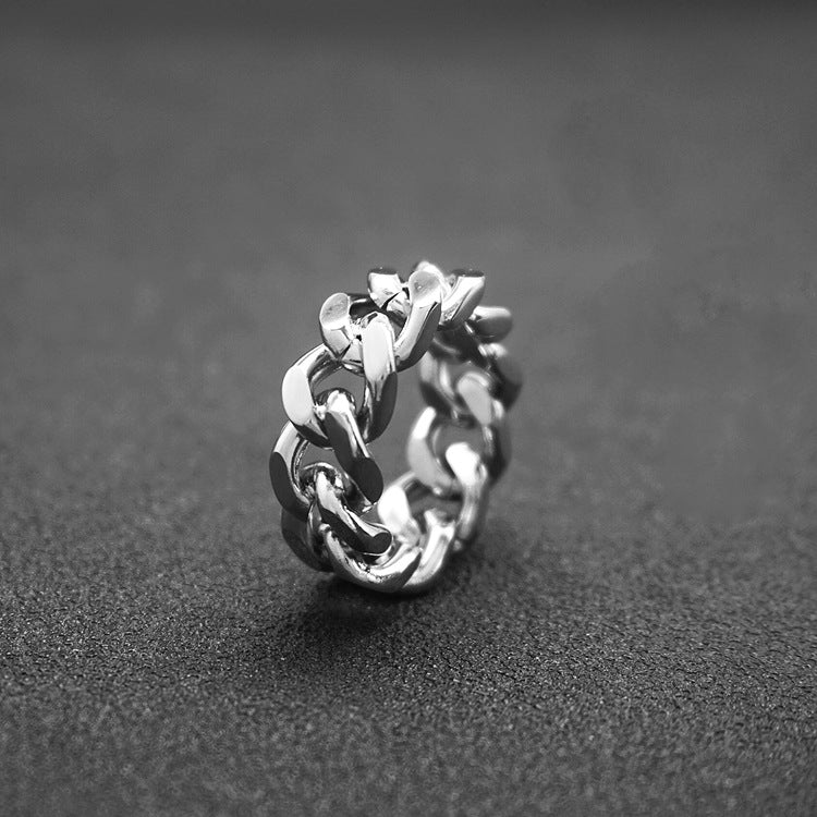 AliExpress ebay source foreign trade hot selling European and American simple accessories trend retro men's chain titanium steel ring