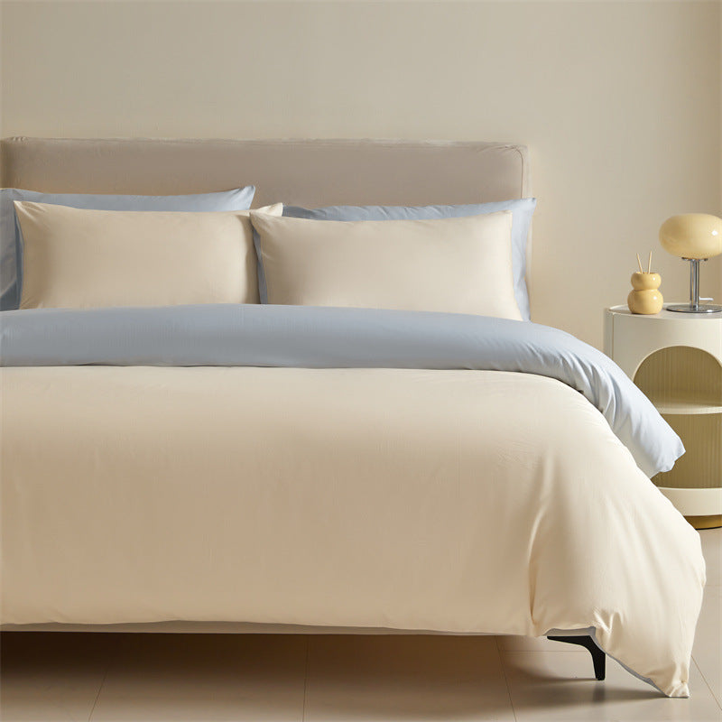 Solid Color Double-tone 100% Cotton Four-piece Bedding Set, Spring 2025 100% Cotton Duvet Cover, Nantong Bedding Set Three-piece Bed Sheet and Duvet Cover.