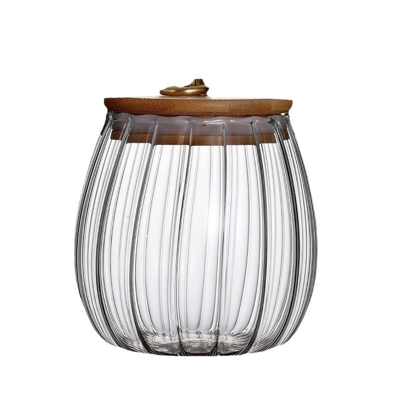 Striped Snack Jar, Petal-shaped Glass Tea Jar, Honey Bottle, Coffee Bean Storage Jar, Airtight Glass Container