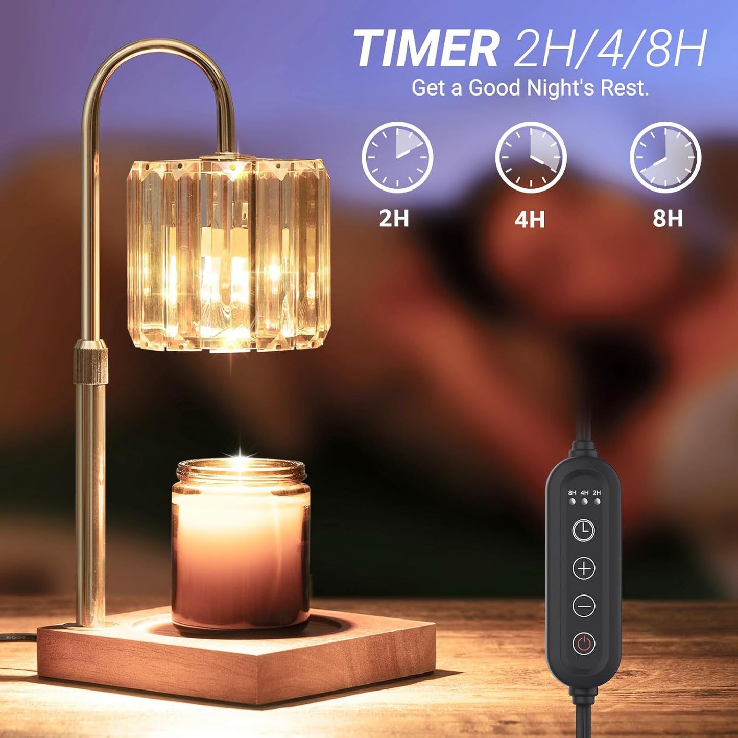 New Cross-border Style Glass Flameless Aromatherapy Candle Melting Lamp, Adjustable Height, Timer Candle Melting Lamp, Bedroom Ambient Light