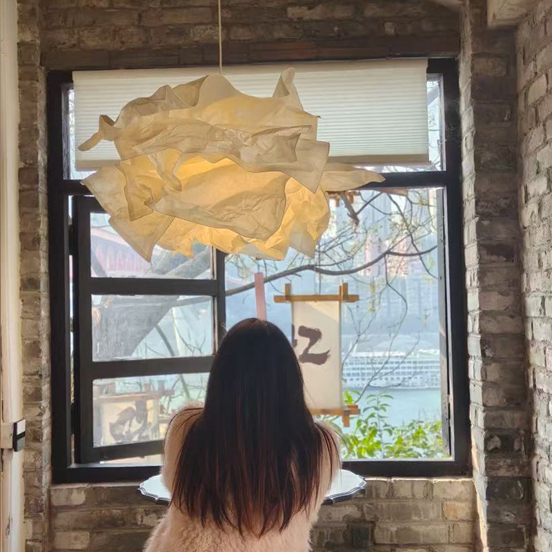 Japanese Wabi-sabi Style DIY Paper Art Pendant Lamp, Creative Cloud-shaped Bedroom/Study Lamp, Clothing Store/Guesthouse/Bar Counter Decorative Lamp
