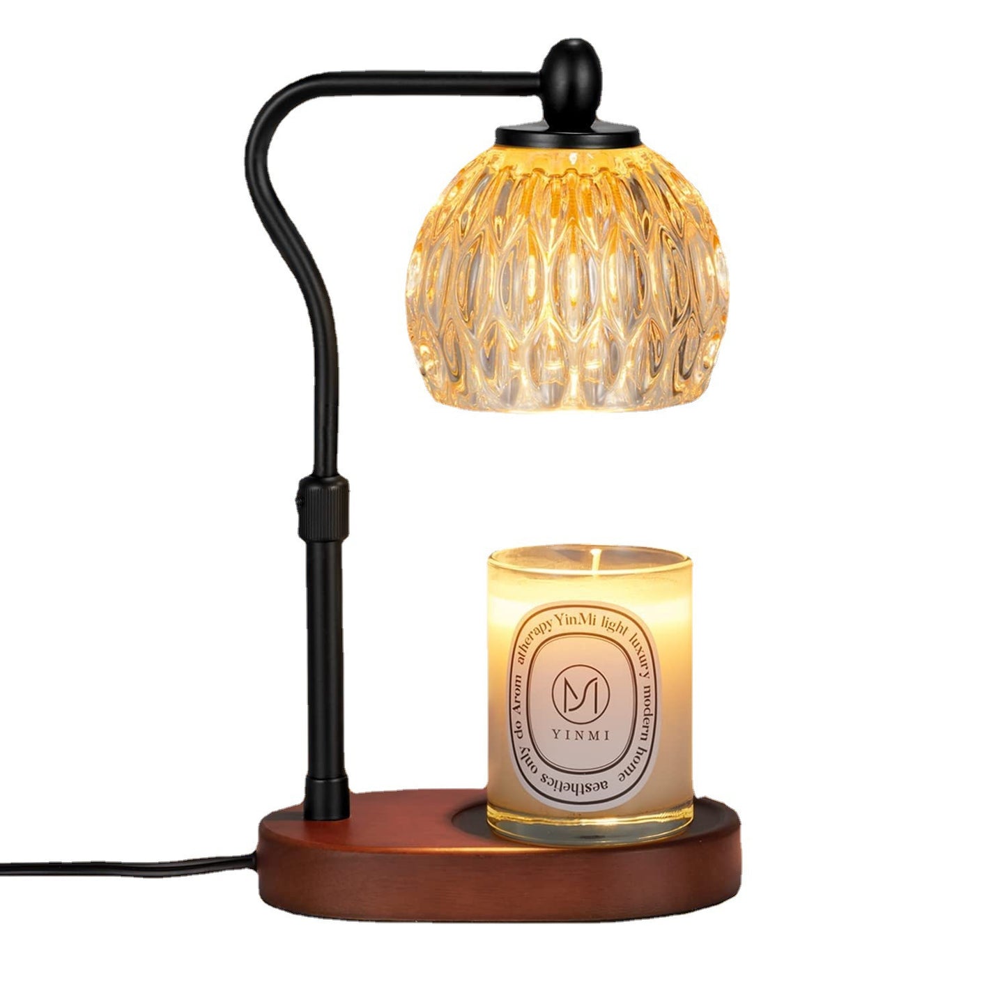 New Adjustable Flameless Aromatherapy Diffuser, Glass Aromatherapy Candle Melting Lamp, Essential Oil Melting Candle Lamp, Bedroom Ambient Table Lamp