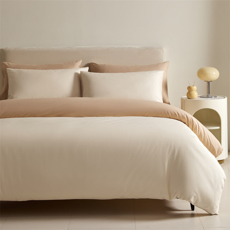 Solid Color Double-tone 100% Cotton Four-piece Bedding Set, Spring 2025 100% Cotton Duvet Cover, Nantong Bedding Set Three-piece Bed Sheet and Duvet Cover.