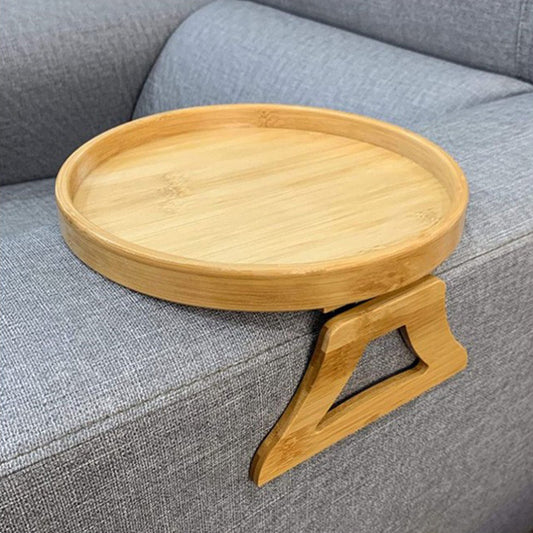 Bamboo Sofa Disc Round Storage, Bamboo Disc Sofa with Leg Tray Foldable Bed Tray Round Tray