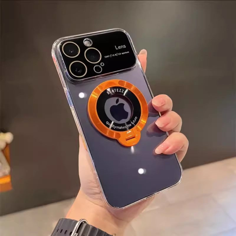 Large Window Missing Label Magnetic Suction Bracket Suitable For iPhone 15 Mobile Phone, Case All-inclusive Lens Film, Apple 14 Frosted Hard Cover