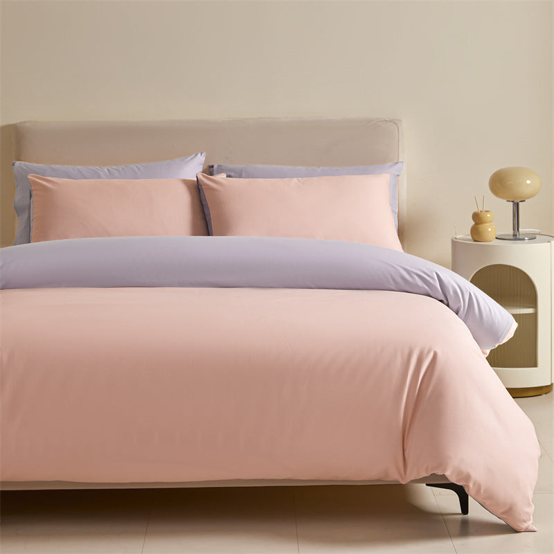 Solid Color Double-tone 100% Cotton Four-piece Bedding Set, Spring 2025 100% Cotton Duvet Cover, Nantong Bedding Set Three-piece Bed Sheet and Duvet Cover.