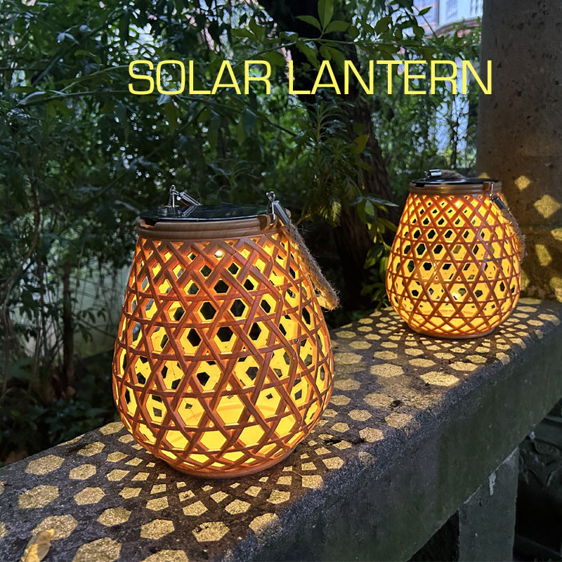New Solar Imitation Bamboo Hanging Cage Light