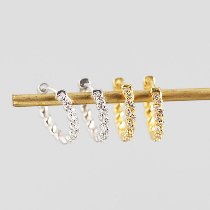 European and American hot sale S925 sterling silver custom circle zircon trendy ear buckle earring earrings earrings female one generation delivery