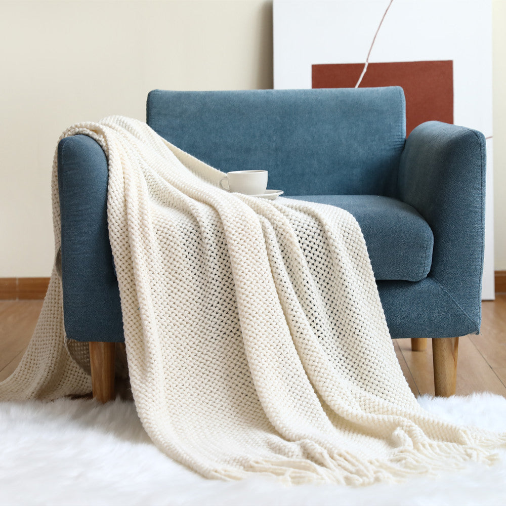 Nordic Style Sofa Blanket Cover Blanket, Knitted Blanket, Shawl Blanket, Solid Color Blanket, Bed Towel, Yarn Sofa Towel