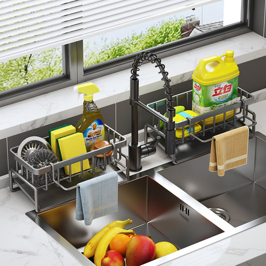 Multifunctional Sponge Detergent Storage Rack Rag Rack, Kitchen Rack Sink Drain Rack, Drain Basket Countertop