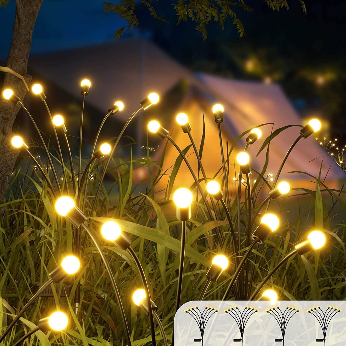 New Solar Lawn Lamp, LED Wind-Driven Firefly Lamp, Outdoor Courtyard Garden Plug-In Lamp, Waterproof Camping Lamp