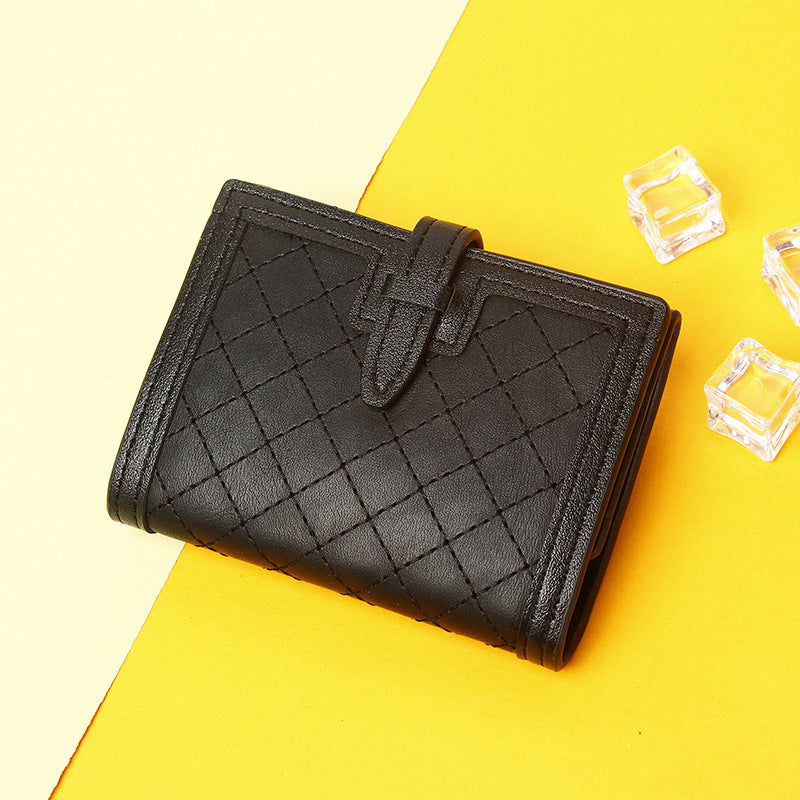 Cross-border Hot Sale 2025 New Short Women's Wallet, European and American Retro High-end Niche Card Holder 30% Fold Coin Purse
