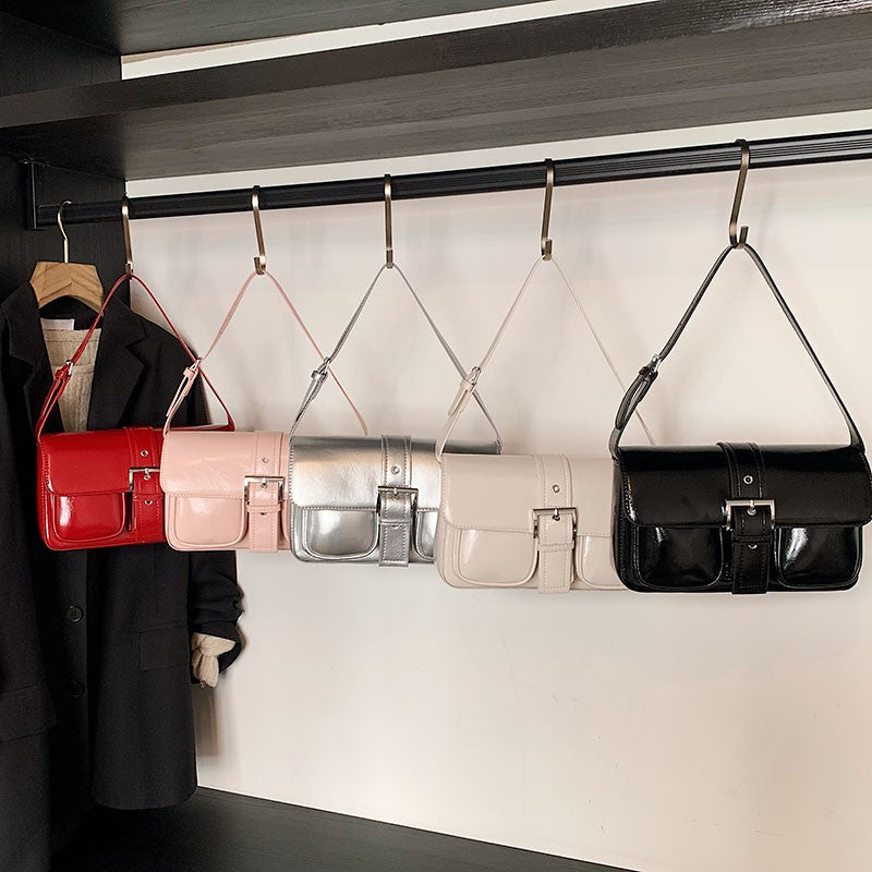 High-grade retro small bag for women 2025 new spring new single-shoulder underarm small square bag double pocket flap bag