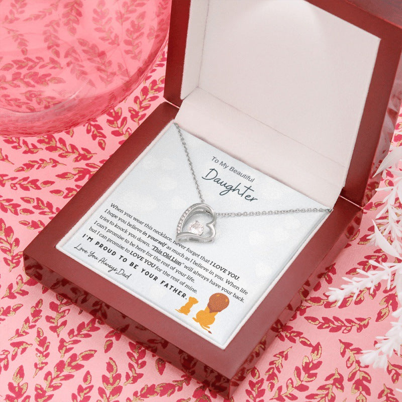 European and American new fashion simple female heart necklace To My Beautiful Daughter Necklace
