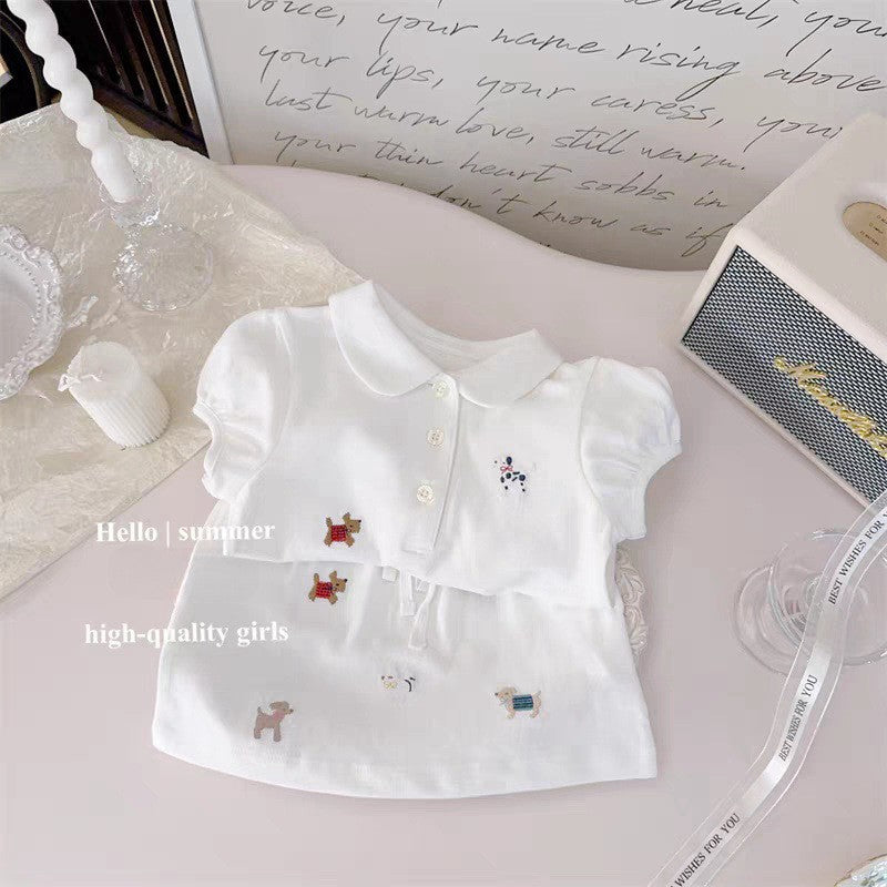 Girls' Summer Set 2026 New Style Stylish Baby School Style Polo Neck Vest Top and Skirt Two-Piece Set