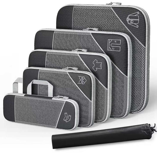 Travel Compressible Storage Six-piece Storage Bag Set Mesh Visual Luggage Storage Organization Storage Bag