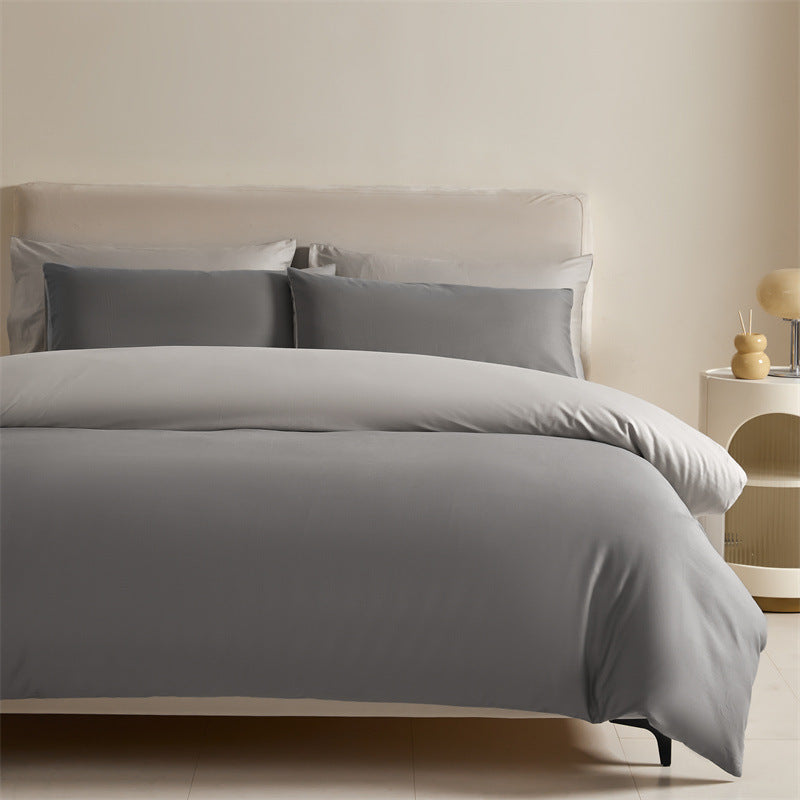 Solid Color Double-tone 100% Cotton Four-piece Bedding Set, Spring 2025 100% Cotton Duvet Cover, Nantong Bedding Set Three-piece Bed Sheet and Duvet Cover.