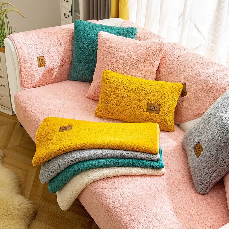 Sofa Cushion Winter Style Non-slip Plush Thickened, Nordic sofa Cover Cushion Cover Towel