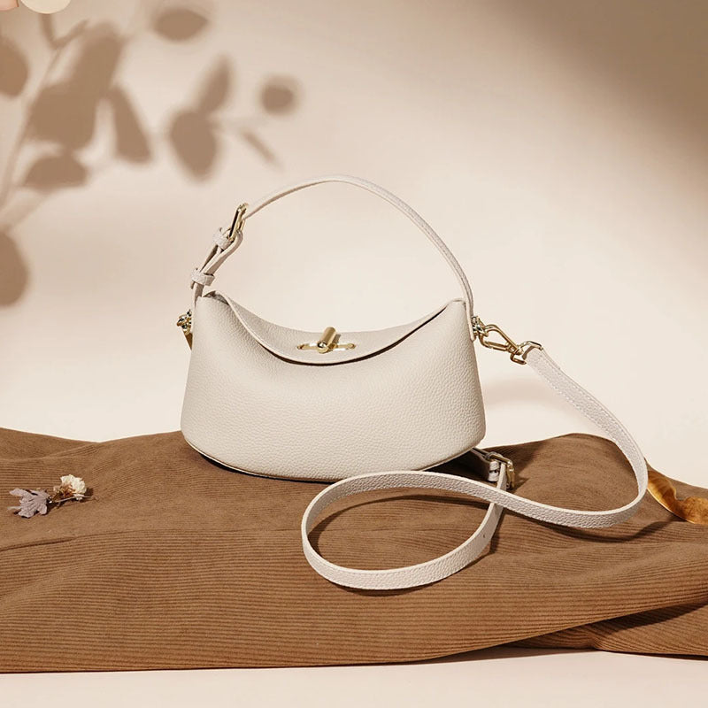 2026 Spring New Lightweight Casual Shoulder Bag, Genuine Leather, Fashionable and Simple Women's Crossbody Bag, Cowhide, Versatile Women's Bag