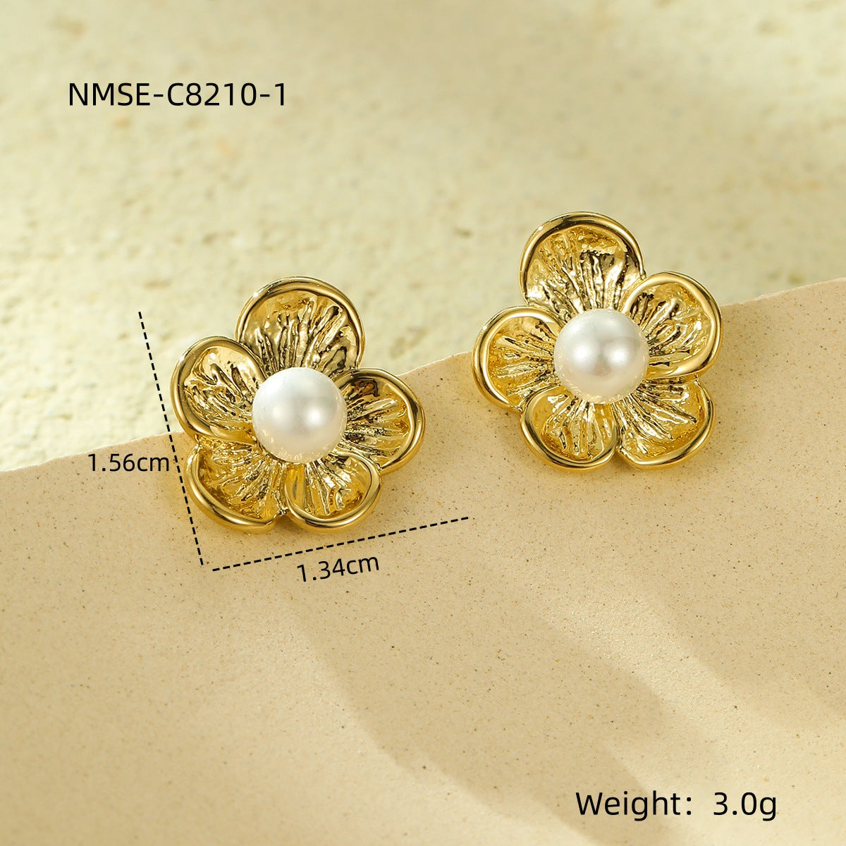 Cross-border new all-match high-grade titanium steel flower inlaid pearl earrings European and American exaggerated trend earrings