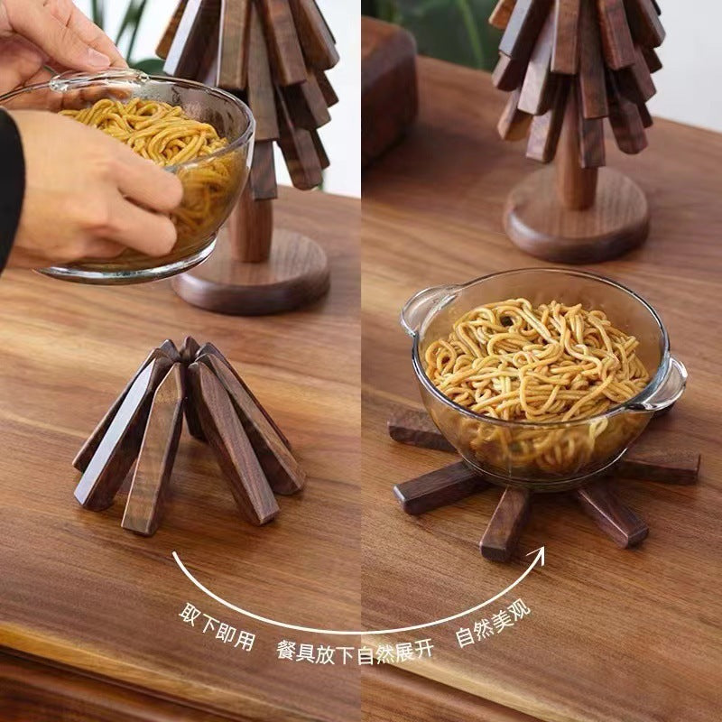 Black Walnut Insulation Mat, Grove Coaster Creative Home Anti-scalding Placemat, Log Saucer Cute Desktop Ornaments
