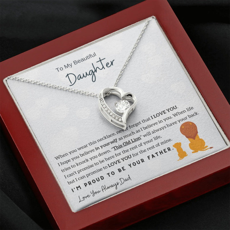 European and American new fashion simple female heart necklace To My Beautiful Daughter Necklace