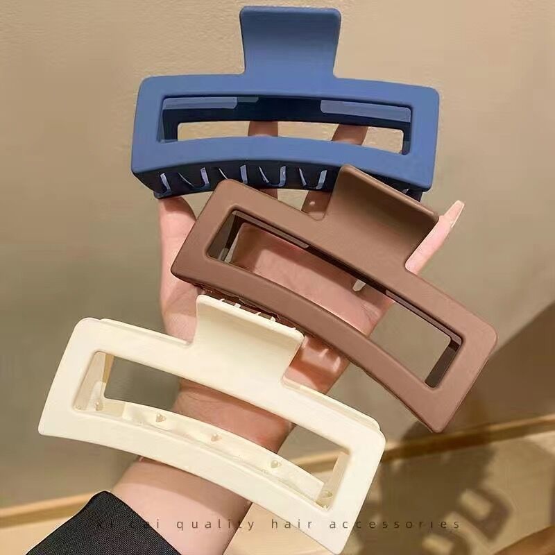 13cm Square Shark Clip for Adult Women with Thick Hair, High Elasticity, Back of Head Fixation Clip, Geometric Design, Versatile