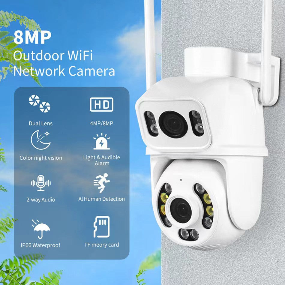 ICSEE High-Definition Wireless Dual-Lens Camera Mobile Remote Full-Color Night Vision Outdoor PTZ Camera A25 Smart Monitor