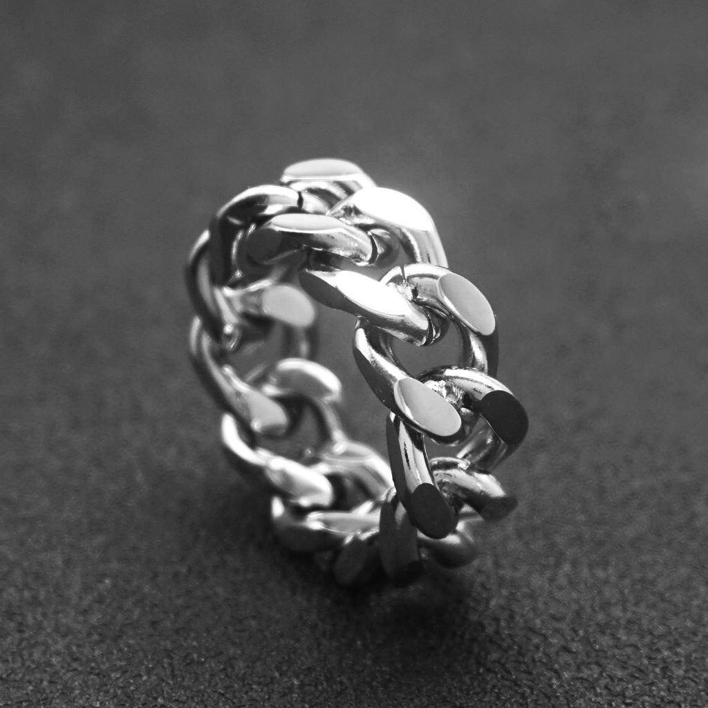 AliExpress ebay source foreign trade hot selling European and American simple accessories trend retro men's chain titanium steel ring