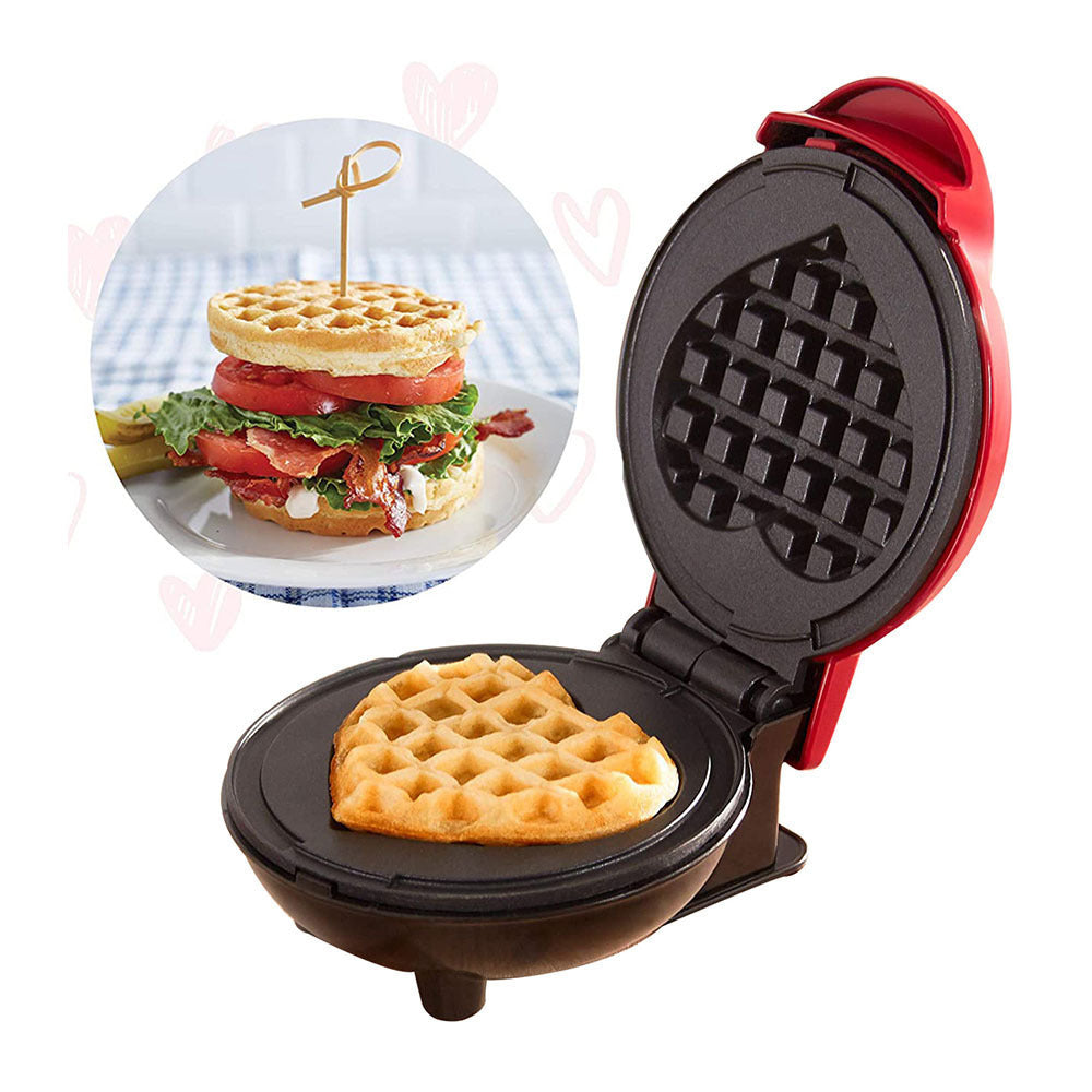 Cross-border Portable Home Waffle Maker, Mini Breakfast Machine, Baking Cake, Heart-shaped, Round Pancake Electric Griddle