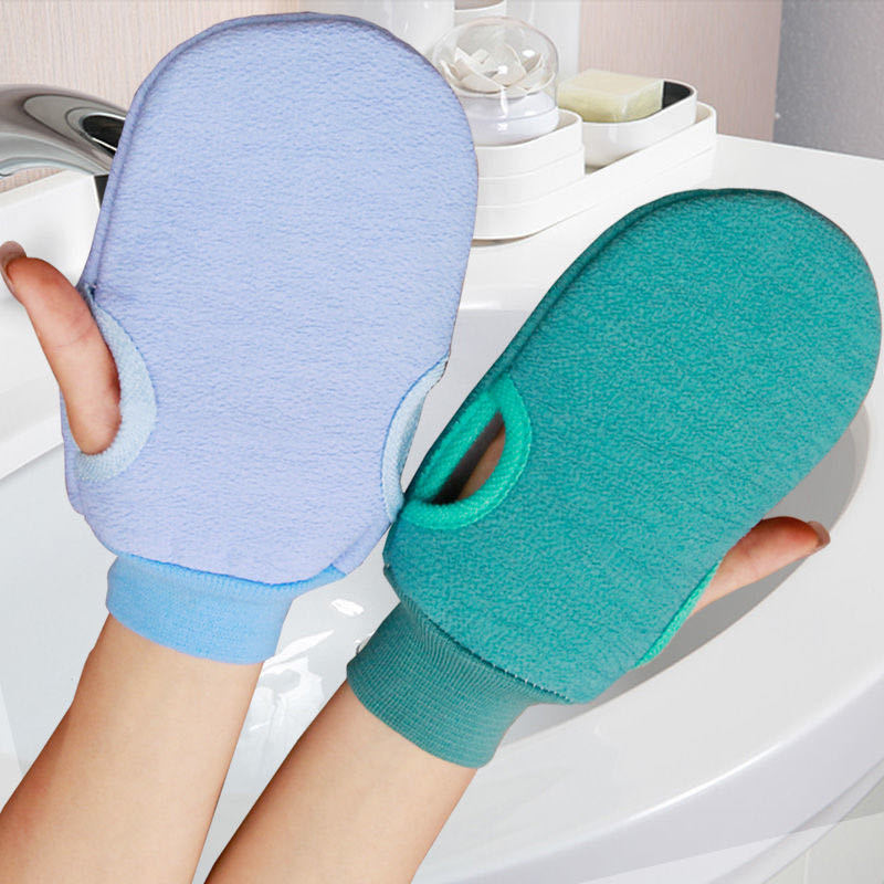 Bath Artifact Solid Color Cute Bath Towel and Bath Gloves Men and Women Adult Bath Towel and Back Rub Gloves