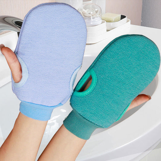 Bath Artifact Solid Color Cute Bath Towel and Bath Gloves Men and Women Adult Bath Towel and Back Rub Gloves