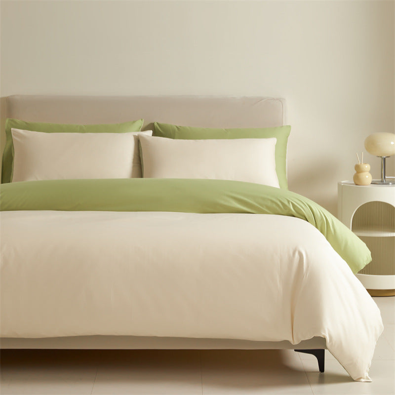 Solid Color Double-tone 100% Cotton Four-piece Bedding Set, Spring 2025 100% Cotton Duvet Cover, Nantong Bedding Set Three-piece Bed Sheet and Duvet Cover.
