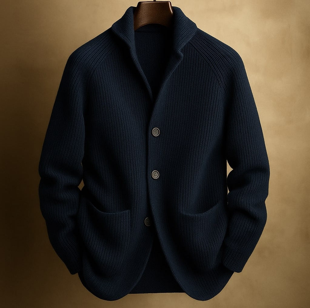 2026 Cross-border Gentleman's Knitted Three-Button Shawl Collar Cardigan