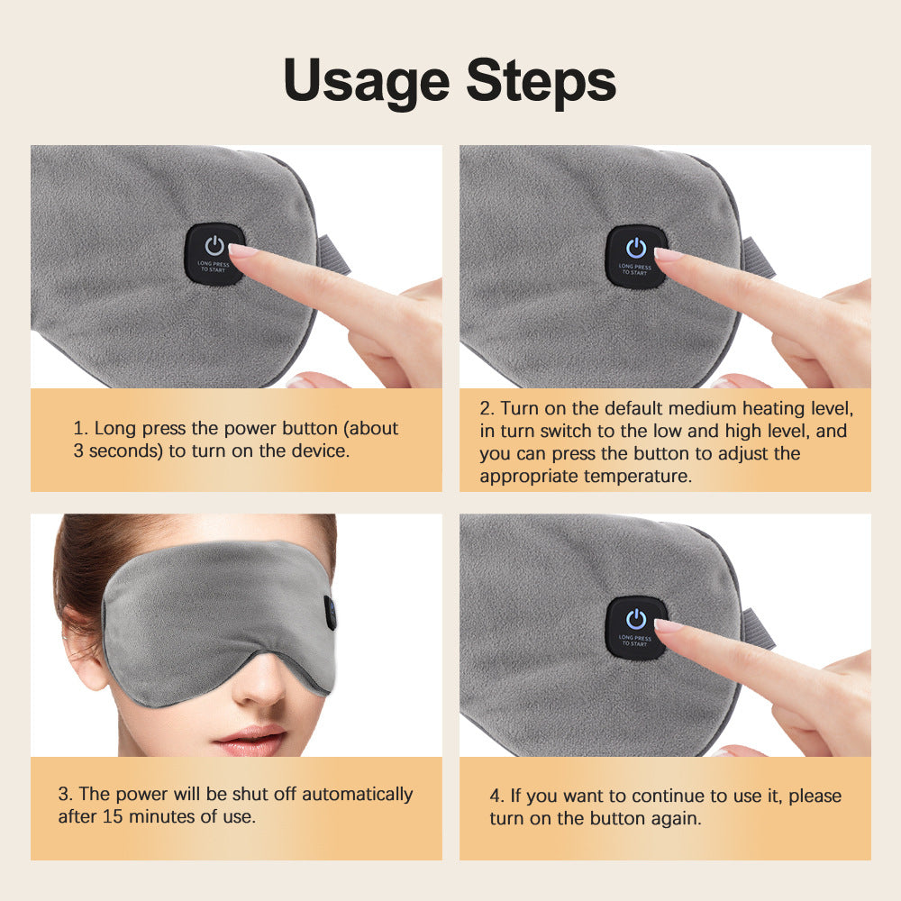 Cross-border Best-selling Smart Temperature-controlled Detachable Rechargeable Eye Mask with Timed Heating and Light Blocking to Relieve Eye Fatigue