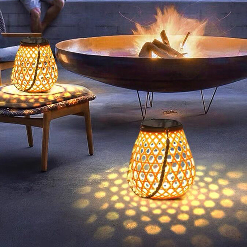 New Solar Imitation Bamboo Hanging Cage Light