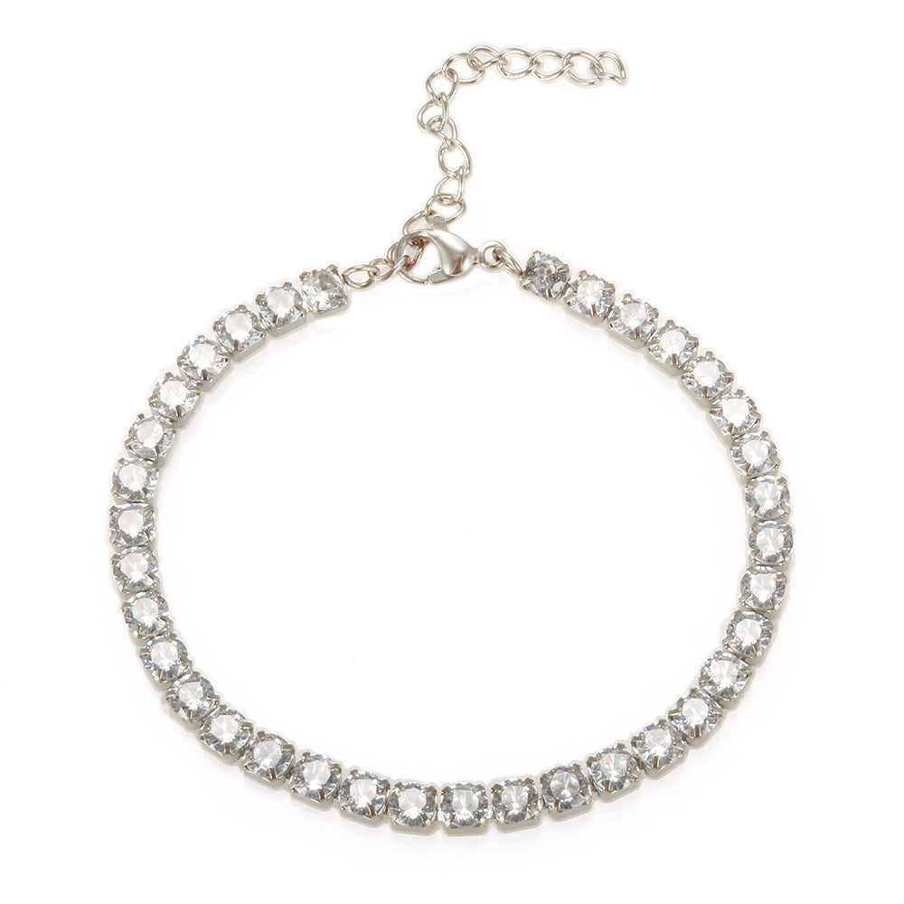 High-end fashion hip-hop zirconium bracelet high-end full diamond tennis bracelet hand jewelry trendy accessories