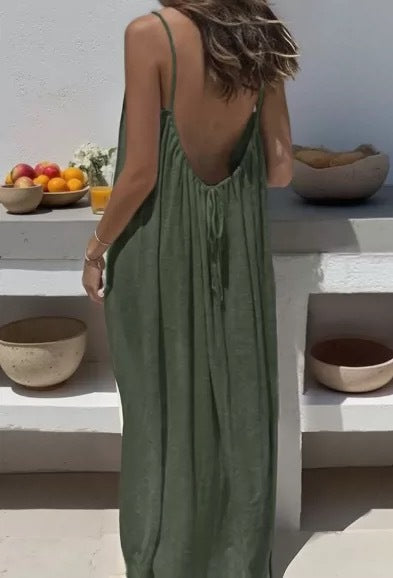 2026 New Women's Strappy Backless Loose-fitting Home Wear Dress