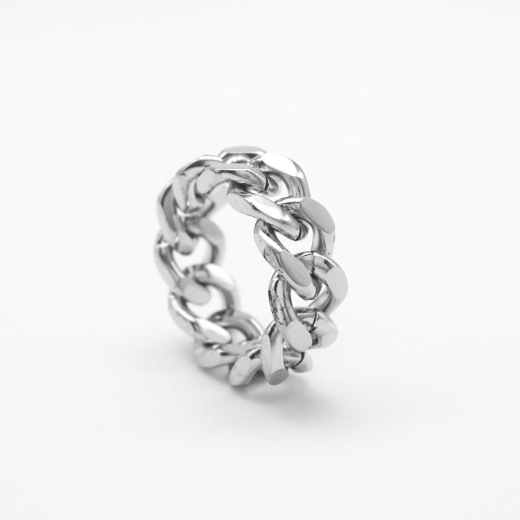 AliExpress ebay source foreign trade hot selling European and American simple accessories trend retro men's chain titanium steel ring