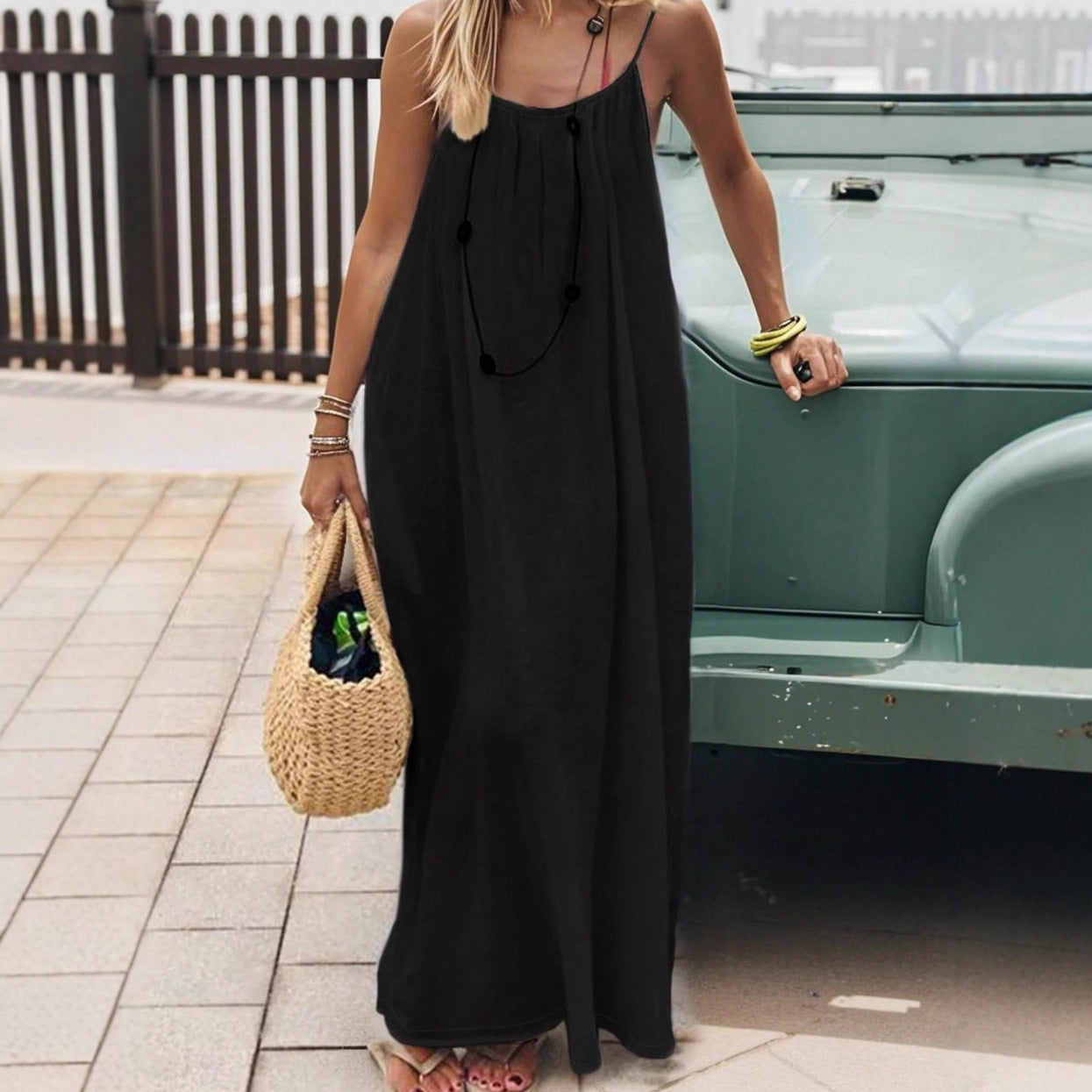 2026 New Women's Strappy Backless Loose-fitting Home Wear Dress