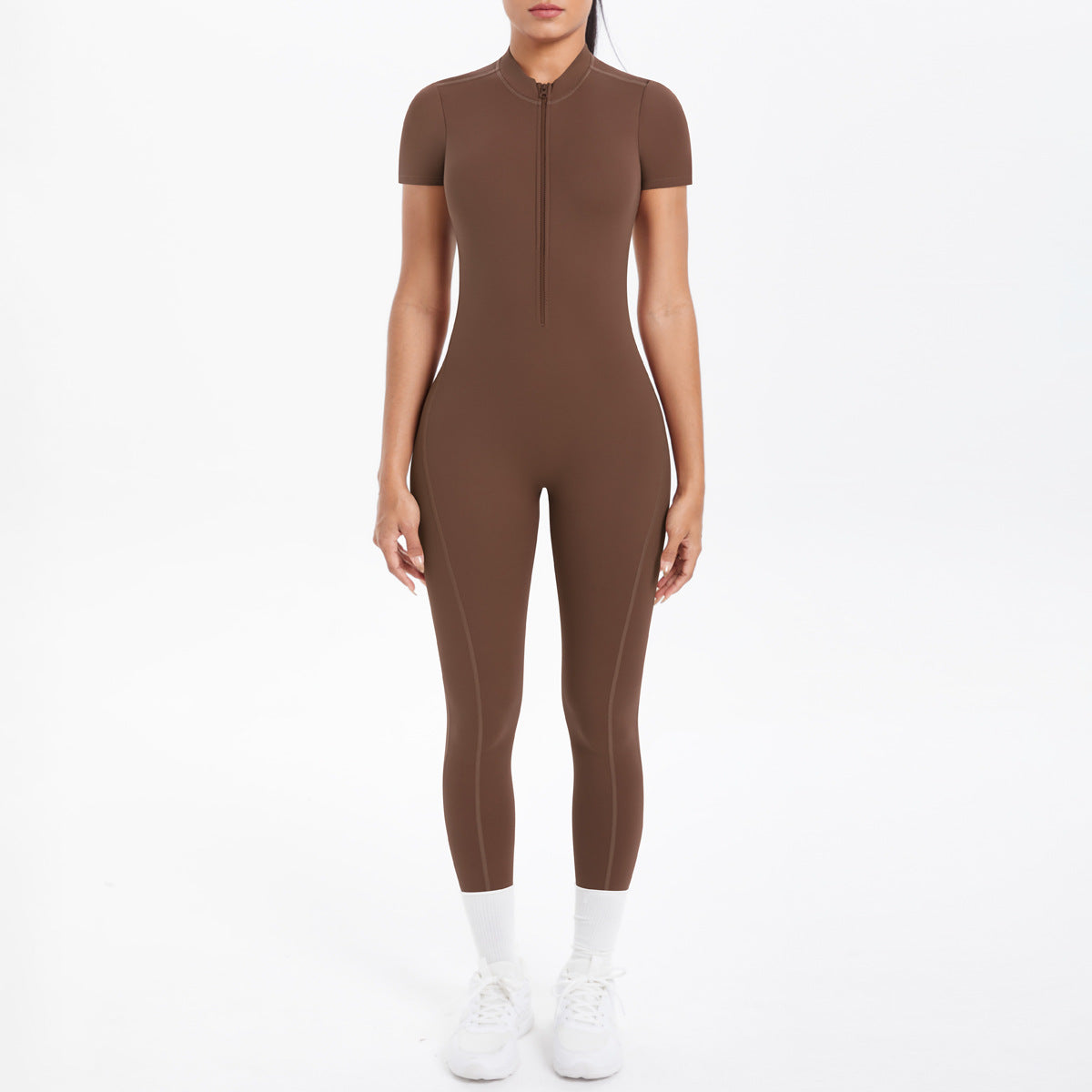 New Cross-border European and American Style Tight-fitting Backless Hollowed-out Short-sleeved Long Pants Bodysuit for Sports Running Fitness Yoga