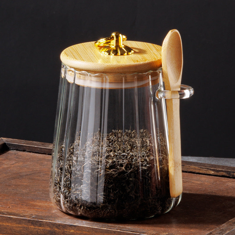 Striped Snack Jar, Petal-shaped Glass Tea Jar, Honey Bottle, Coffee Bean Storage Jar, Airtight Glass Container