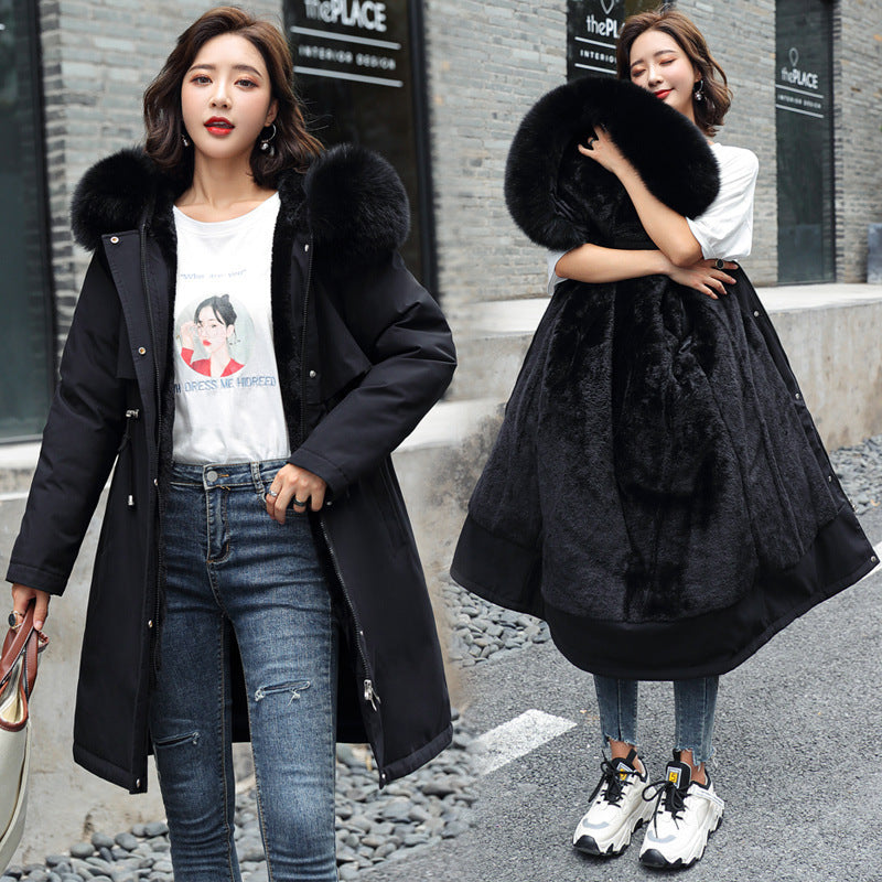 2026 Winter New Style Mid-Length Parka Cotton-padded Coat for Women, Korean Style, Fleece Lined, Down-filled Cotton-padded Jacket for Women, Wholesale
