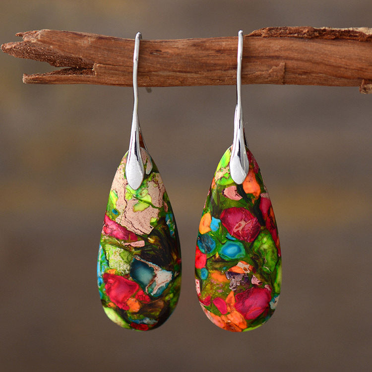 Cross-border new style Bohemian emperor stone drop pendant earrings European and American popular Ins jewelry jewelry