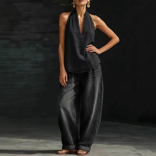 2026 Summer European and American Style Elegant V-neck Top and Casual Set