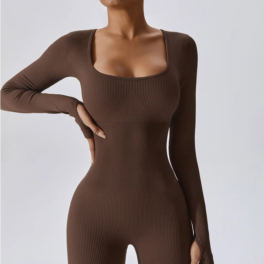Europe and America Cross Border Seamless Yoga Long-Sleeved Jumpsuit Sportswear Fitness Casual Tights One-Piece Yoga