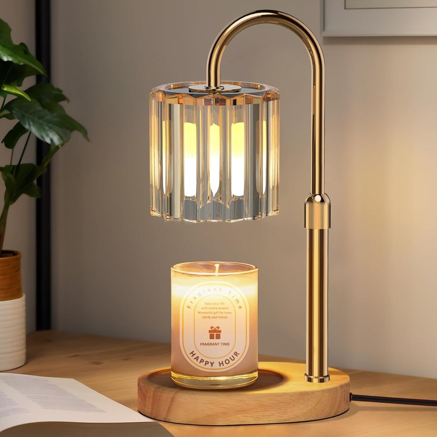 New Cross-border Style Glass Flameless Aromatherapy Candle Melting Lamp, Adjustable Height, Timer Candle Melting Lamp, Bedroom Ambient Light