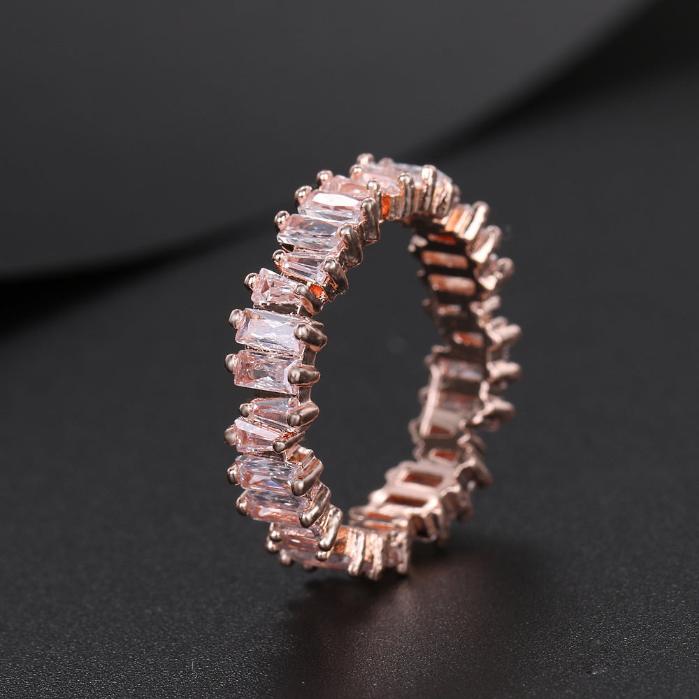 Amazon cross-border European and American irregular zircon ring three-color fashion gold-plated flash diamond ring women's accessories